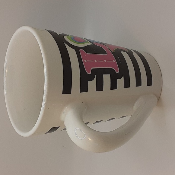 Luv Ya Colorful Retro-Style Pink Orange Text Black White Striped Mug 12 oz - Picture 3 of 6